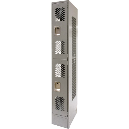 Vented Lockers, 2 -tier, 12" x 18" x 78", Steel, Grey, Knocked Down, Perforated Pryde Industrial Inc.
