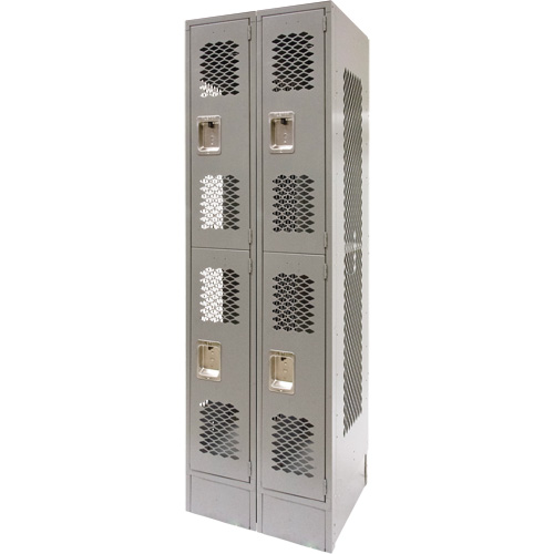 Casiers ventil&eacute;s, 2 niveaux, Bloc de 2, 24" x 18" x 78", Acier, Gris, D&eacute;mont&eacute;, Perfor&eacute; Pryde Industrial Inc.