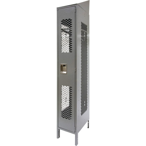 Vented Lockers, 12" x 18" x 88", Steel, Grey, Knocked Down, Perforated Pryde Industrial Inc.