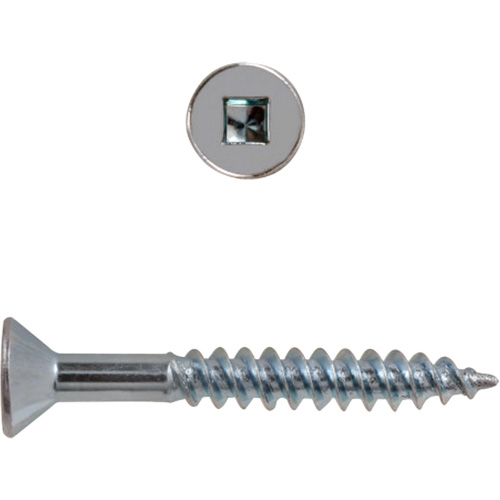 Flat Head Square Drive Wood Screws, #8 x 2-1/2" L, Zinc Plated Pryde Industrial Inc.
