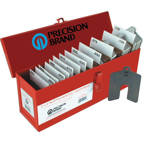 Assortiments de cales d'&eacute;paisseur &agrave; rainure, 4" lo x &eacute;paisseur 0,001"- 0,125", 4" la, Acier inoxydable Pryde Industrial Inc.