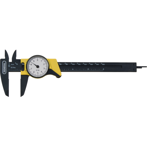 Metric Dial Caliper, 0.001 mm Resolution, 150 mm Range Pryde Industrial Inc.