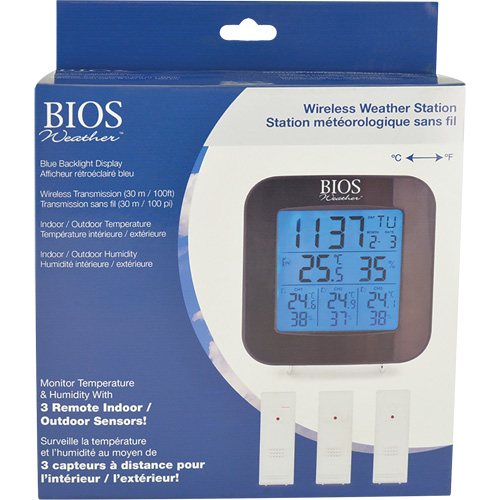 Wireless Weather Station with 3 Sensors, Non-Contact, Digital, 40-158°F (-40-70°C) Pryde Industrial Inc.