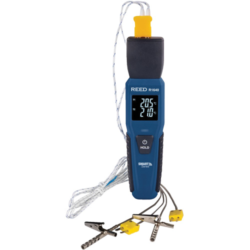 Thermom&egrave;tre &agrave; thermocouple de s&eacute;rie intelligente R1640 avec sondes pour fourneau/cong&eacute;lateur, Contact, Num&eacute;rique, 32-122°F (0-50°C) Pryde Industrial Inc.