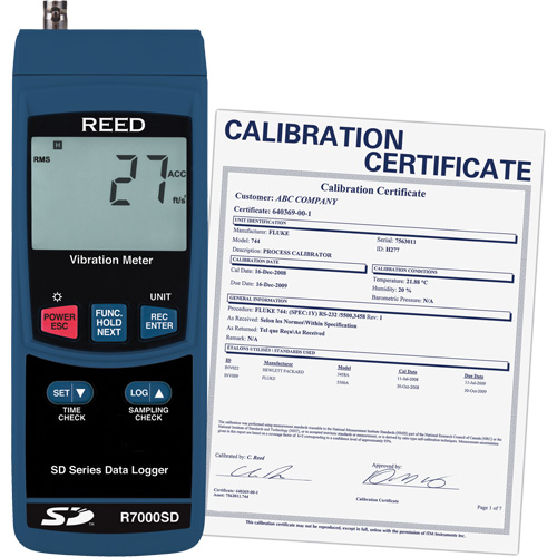 Data Logging Vibration Meter with Calibration Certificate, 10% - 85% RH, 32°- 122° F ( 0° - 50° C ) Pryde Industrial Inc.