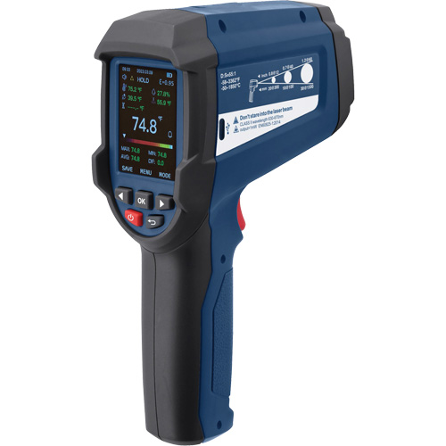 Professional Infrared Thermometer with Integrated Type K Thermocouple, -58 - 3362°F (-50 - 1850°C), 55:1, Adjustable Emmissivity Pryde Industrial Inc.