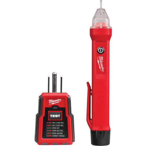 Voltage Detector & GFCI Receptacle Tester Kit, 50 V - 1000 V, Display & Sound Alert Pryde Industrial Inc.
