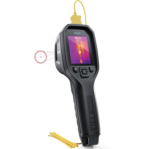 24:1 Spot IR Thermal Imaging Camera with Bullseye Laser & Type K Thermocouple, 160 x 120 pixels, -10° - 45°C (14° - 113°F), 70 mK Pryde Industrial Inc.