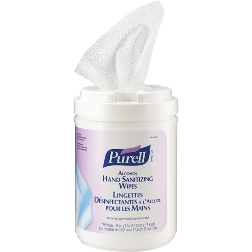 Lingettes d&eacute;sinfectantes &agrave; l'alcool pour les mains, Contenant Pryde Industrial Inc.