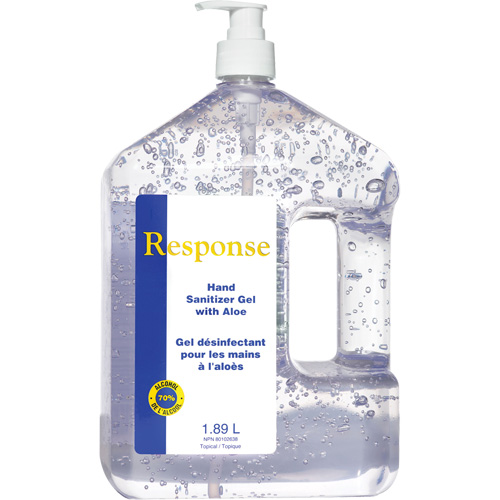 Gel d&eacute;sinfectant pour les mains &agrave; l'alo&egrave;s Response, 1890 ml, Bouteille &agrave; pompe, 70 % alcool Pryde Industrial Inc.