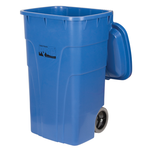 Roll Out Recycling Bin, Curbside, Polyethylene, 65 US gal. Pryde Industrial Inc.