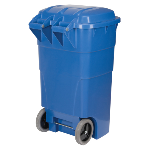 Roll Out Recycling Bin, Curbside, Polyethylene, 65 US gal. Pryde Industrial Inc.