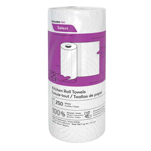 Pro Select Kitchen Towel Roll, 2 Ply, 250 Sheets/Roll, 8" W, 11" L Pryde Industrial Inc.