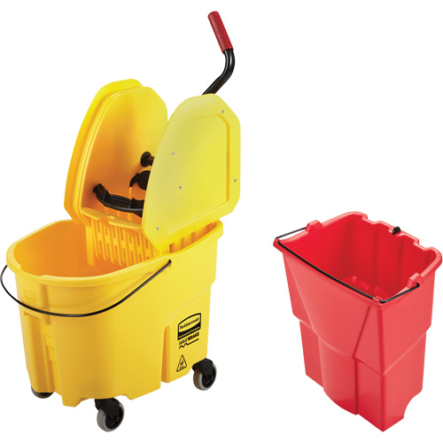 Ensemble de seau pour vadrouille et essoreuse WaveBrake, Pression vers le bas, 8,75 gal. US (35 pintes), Jaune Pryde Industrial Inc.