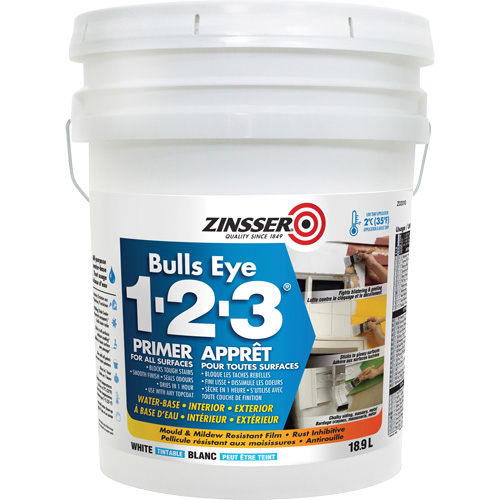 Appr&ecirc;t &agrave; base d'eau Bulls Eye 1-2-3, 18,9 L, Seau, Blanc Pryde Industrial Inc.