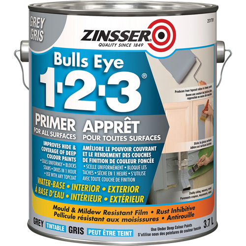 Bulls Eye 1-2-3&reg; Water-Base Primer, 3.78 L, Gallon, Grey Pryde Industrial Inc.