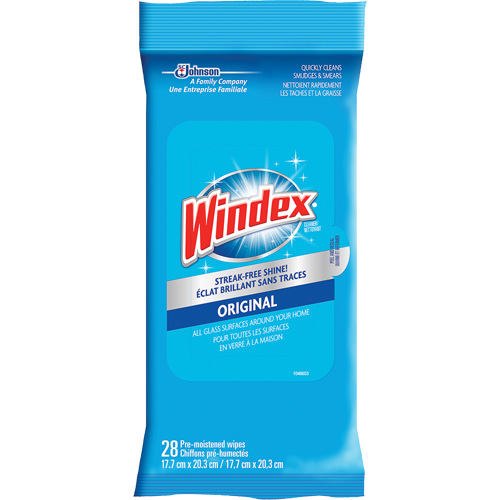Lingettes nettoyantes pour verre et surfaces de Windex, Sachets Pryde Industrial Inc.