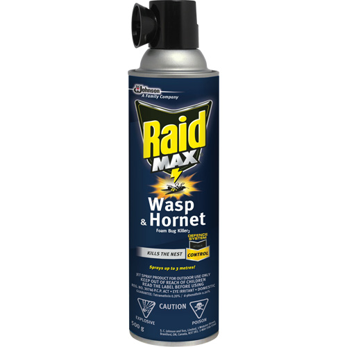 Mousse insecticide contre les gu&ecirc;pes et les frelons Raid Max, 500 g, Canette a&eacute;rosol, &agrave; base de solvant Pryde Industrial Inc.