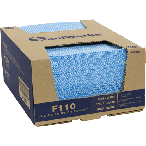 SaniWorks&reg; Choice Counter Cloths, Blue/White Pryde Industrial Inc.