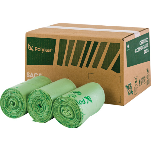 Sacs certifi&eacute;s compostables, R&eacute;gulier, 17" lo x 17" la, Vert, Capacit&eacute; de 10 L (3 gal.) Pryde Industrial Inc.