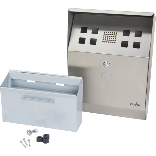 Smoking Receptacle, Wall-Mount, Stainless Steel, 1 Litre Capacity, 11-4/5" Height Pryde Industrial Inc.