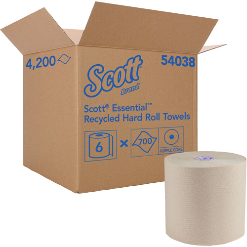 Essential 100% Recycled Brown Hard Roll Towels, 1 Ply, Standard, 700' L Pryde Industrial Inc.