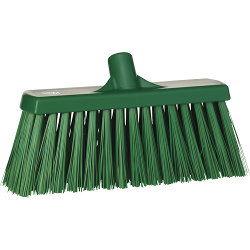 Heavy-Duty Push Broom, Stiff Bristles, 13", Polyester, Green Pryde Industrial Inc.