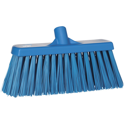 Heavy-Duty Push Broom, Stiff Bristles, 13", Polyester, Blue Pryde Industrial Inc.