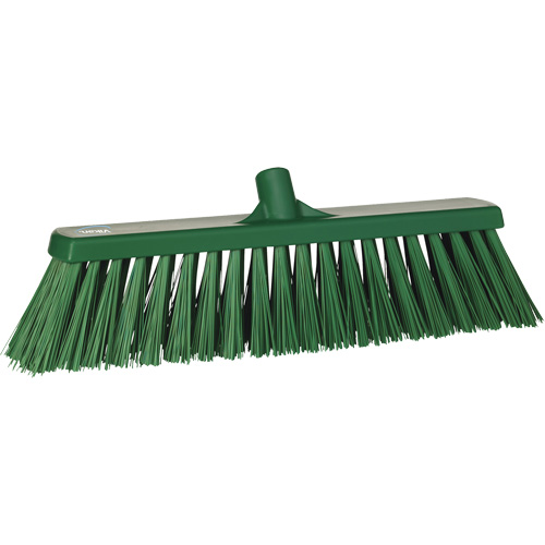 Heavy-Duty Push Broom, Stiff Bristles, 20", Polyester, Green Pryde Industrial Inc.