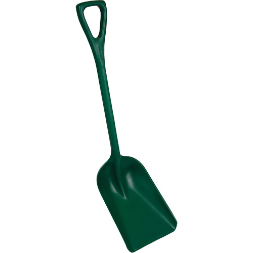 One-Piece Metal Detectable Shovel, 10" x 14" Blade, 37-1/2" Length, Plastic, Green Pryde Industrial Inc.