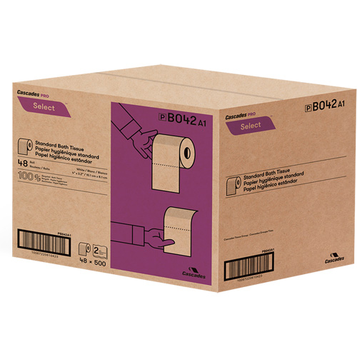 Pro Select&reg; Toilet Paper, 2 Ply, 500 Sheets/Roll, White Pryde Industrial Inc.