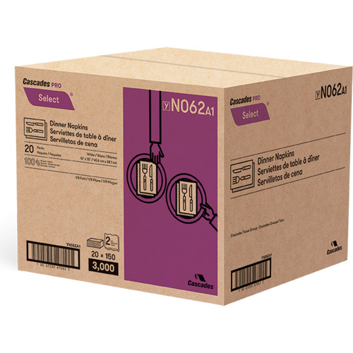 Pro Select&reg; 1/8 Fold Dinner Napkin, 2 Ply, 15" x 16" Pryde Industrial Inc.