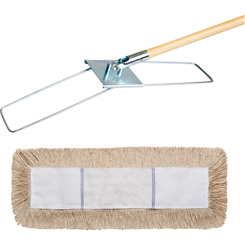 Break-Ezy Dust Mop System, Slip On Style, Cotton, 48" L x 5" W Pryde Industrial Inc.