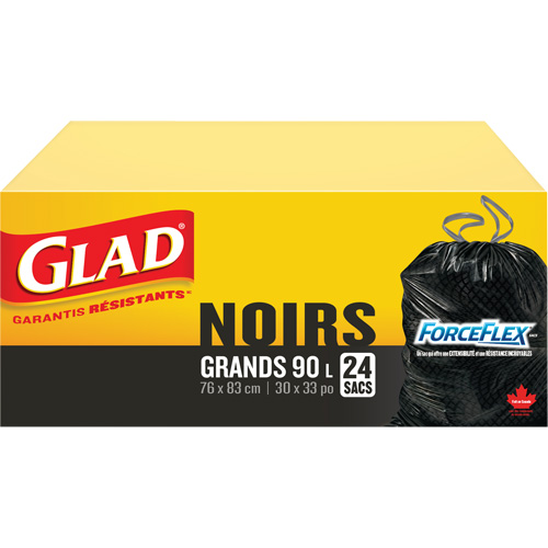 90L Garbage Bags, Regular, 30" W x 33" L, Black Pryde Industrial Inc.