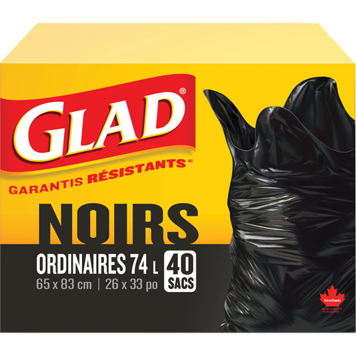 74L Garbage Bags, Regular, 26" W x 33" L, Black Pryde Industrial Inc.