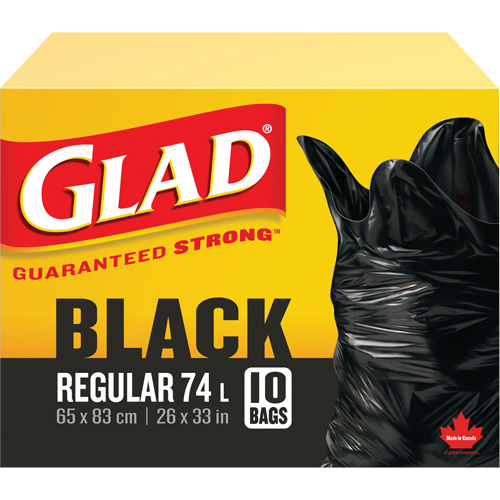 74L Garbage Bags, Regular, 26" W x 33" L, Black Pryde Industrial Inc.