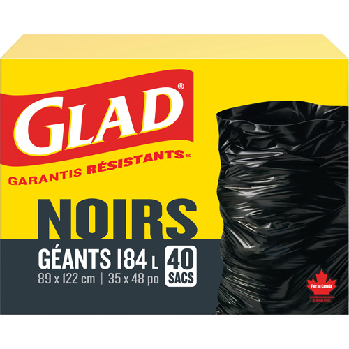 184L Garbage Bags, Regular, 35" W x 48" L, Black Pryde Industrial Inc.