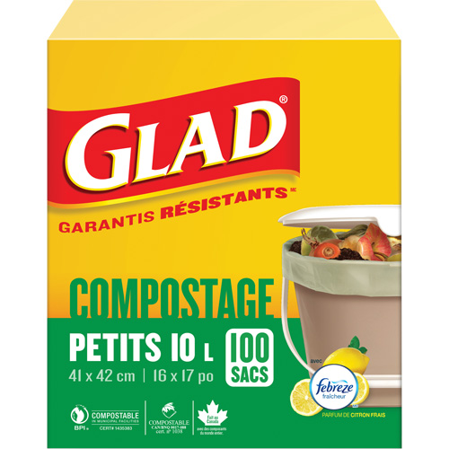 Petits sacs de compostage, R&eacute;gulier, 17" lo x 16" la, Brun, Capacit&eacute; de 10 L (3 gal.) Pryde Industrial Inc.