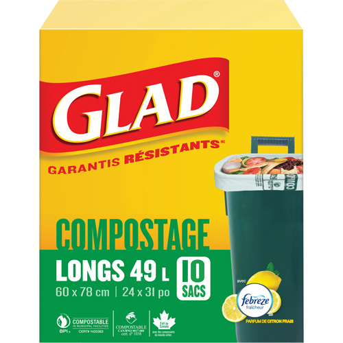 Sacs de compostage hauts, R&eacute;gulier, 31" lo x 24" la, Brun, Capacit&eacute; de 49 L (13 gal.) Pryde Industrial Inc.