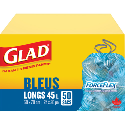 Sacs de recyclage 45 L, R&eacute;gulier, 24" la x 28" lo, Bleu Pryde Industrial Inc.