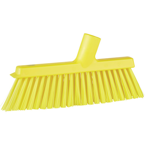 Dustpan Broom with Angled Thread, Medium Bristles, 10", Polyester, Yellow Pryde Industrial Inc.