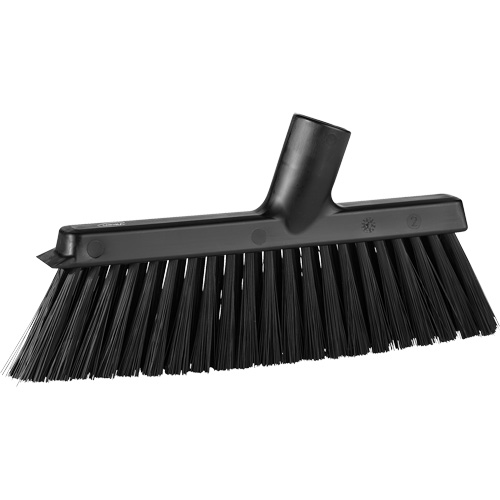 Dustpan Broom with Angled Thread, Medium Bristles, 10", Polyester, Black Pryde Industrial Inc.