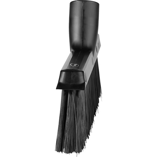 Dustpan Broom with Angled Thread, Medium Bristles, 10", Polyester, Black Pryde Industrial Inc.