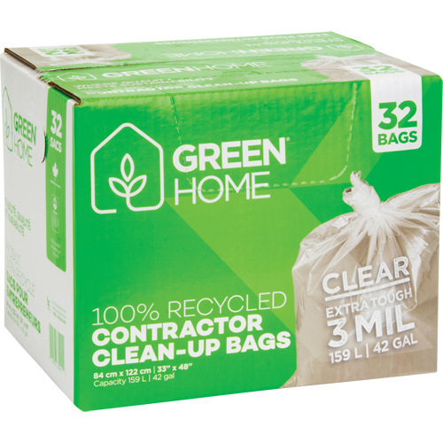 Green Home Garbage Bags, Strong, 33" W x 48" L, 3 mils, Clear, 159 L (42 Gal.) Capacity Pryde Industrial Inc.