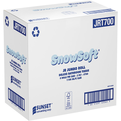 Snowsoft Deluxe Bathroom Tissue, Jumbo Roll, 2 Ply, White Pryde Industrial Inc.