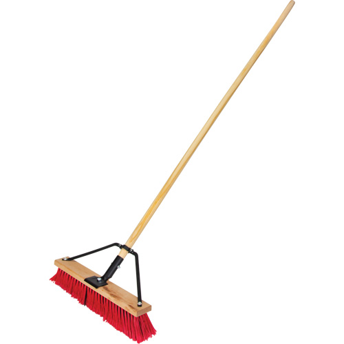 Push Broom with Braced Handle, 18", Medium, PVC Bristles Pryde Industrial Inc.