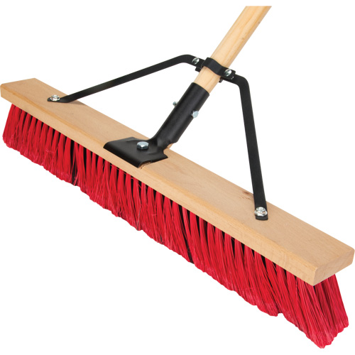 Push Broom with Braced Handle, 24", Medium, PVC Bristles Pryde Industrial Inc.