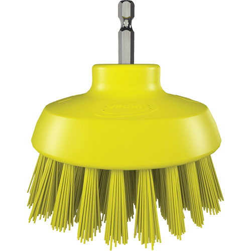 HyDrive Round Drill Brush, Extra Stiff Bristles, 3-1/10" Long, Yellow Pryde Industrial Inc.