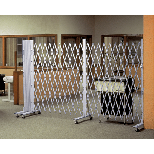 Portable Expanding Gates, Interlocking, 144" L x 73.5" H, Silver Pryde Industrial Inc.