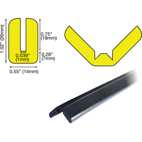 W Profile 1M Edge Protection Bumper Guard, 3.25' (0.99 m) Long Pryde Industrial Inc.
